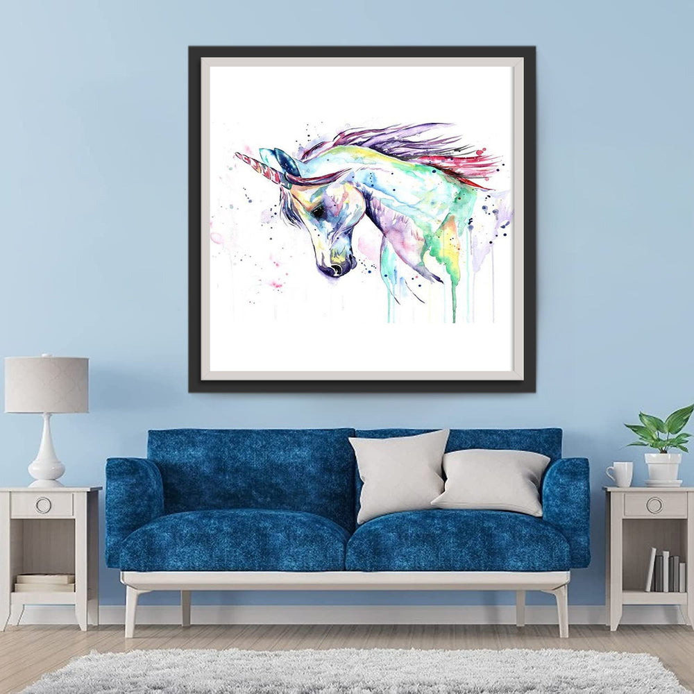 Een Eenhoorn met Gebogen Hoofd Diamond Painting