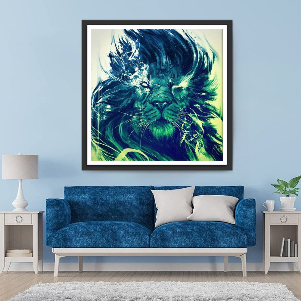 Een Eenogige Groene Leeuw Diamond Painting