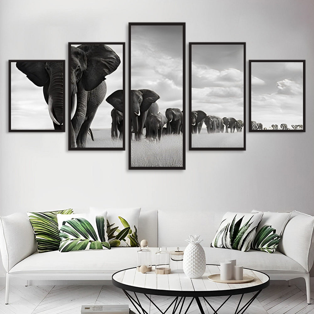 Een Enorme Kudde Olifanten 5 Platen Diamond Painting