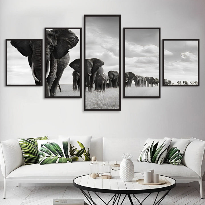 Een Enorme Kudde Olifanten 5 Platen Diamond Painting