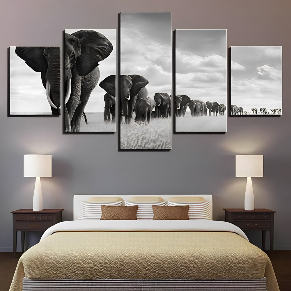 Een Enorme Kudde Olifanten 5 Platen Diamond Painting