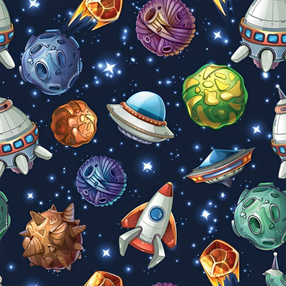Een Fantasierijk Palet van Planeten en Ruimtetuigen Diamond Painting