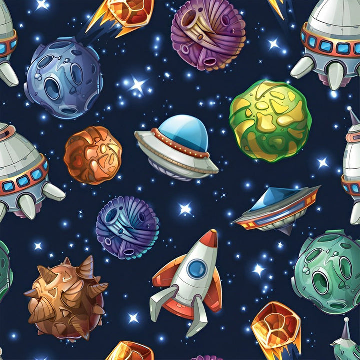 Een Fantasierijk Palet van Planeten en Ruimtetuigen Diamond Painting