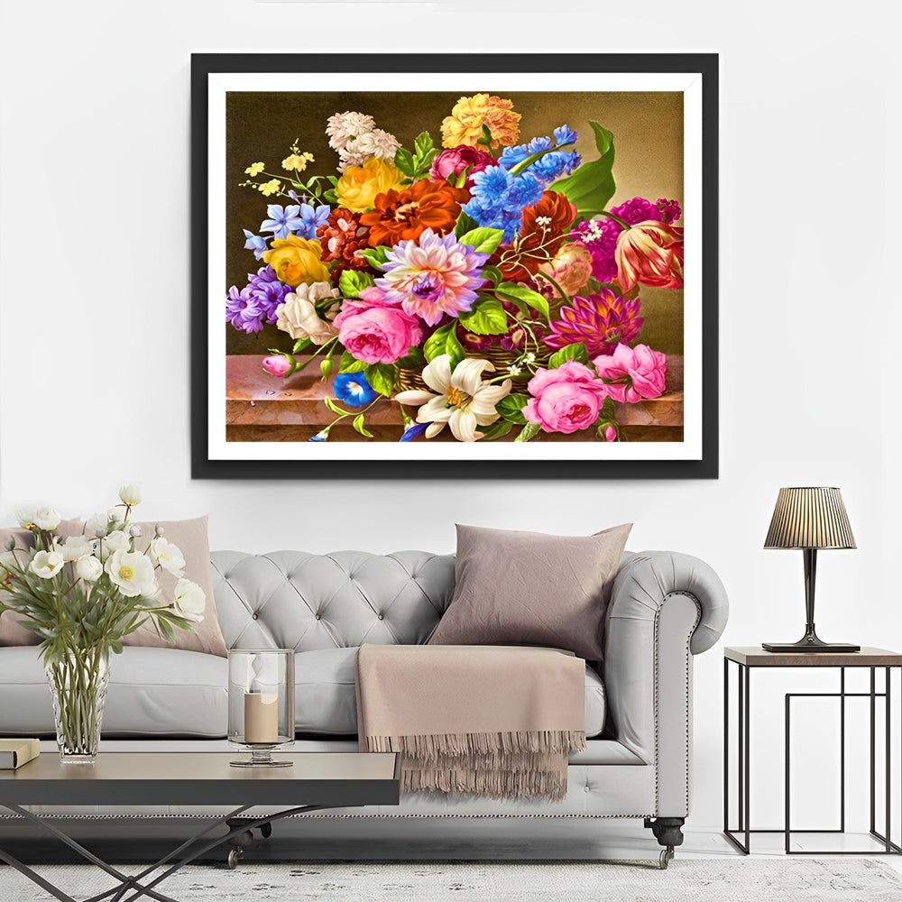 Een Feest van Kleuren en Bloemen in Een Stilleven Diamond Painting