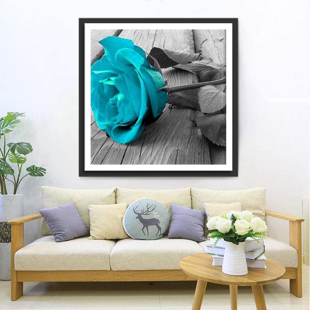Een Fluorescerend Blauwe Roos Diamond Painting