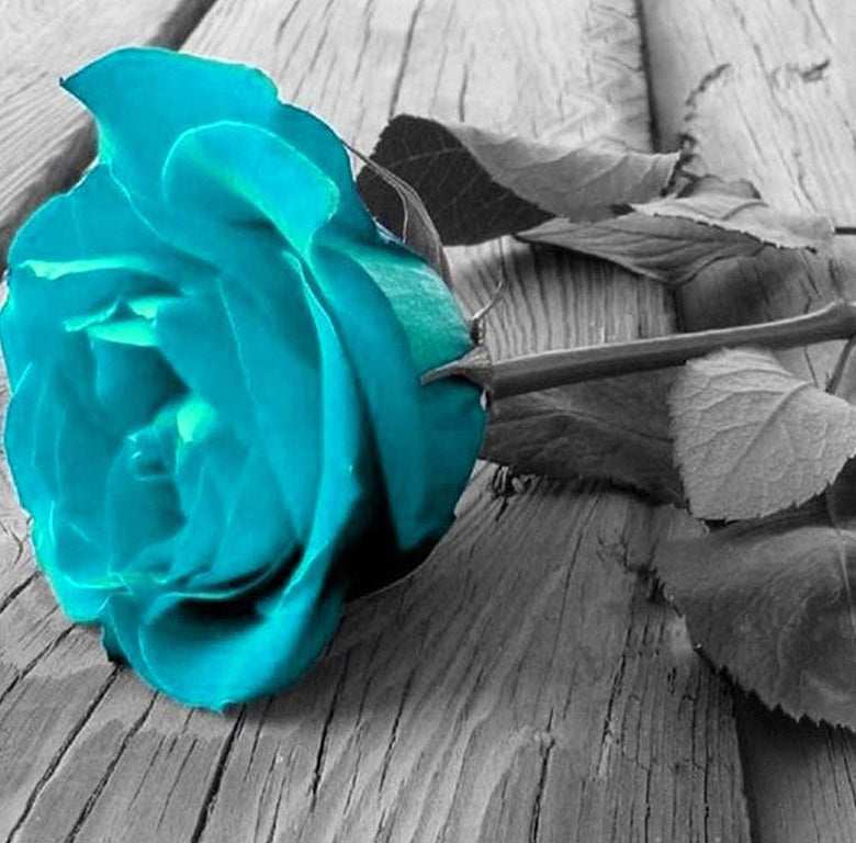 Een Fluorescerend Blauwe Roos Diamond Painting