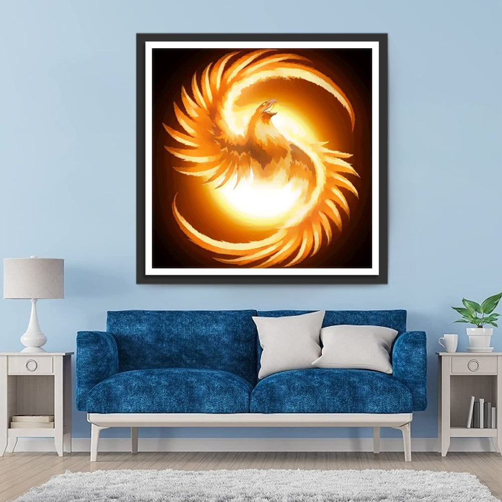 Een Gouden Vogel met Spiraalvleugels Diamond Painting