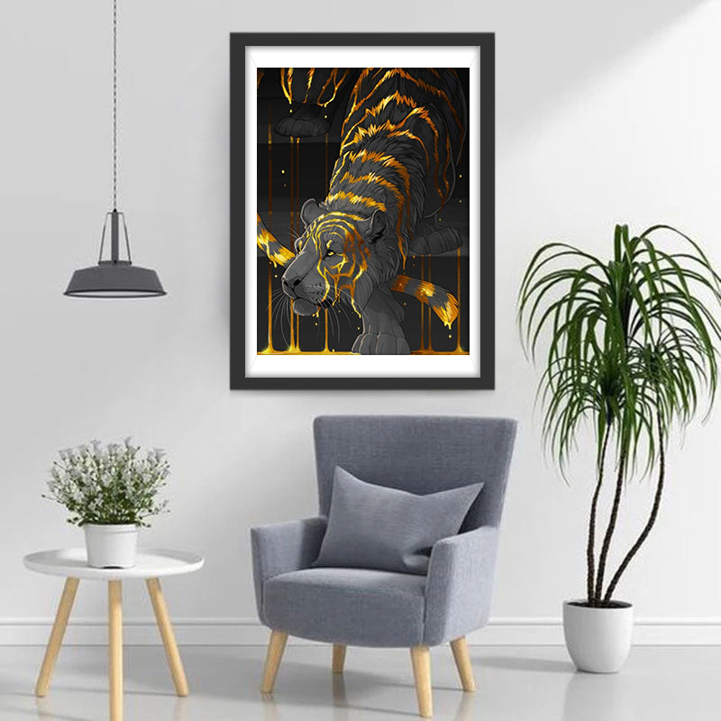 Een Goudgrijze Tijger Diamond Painting