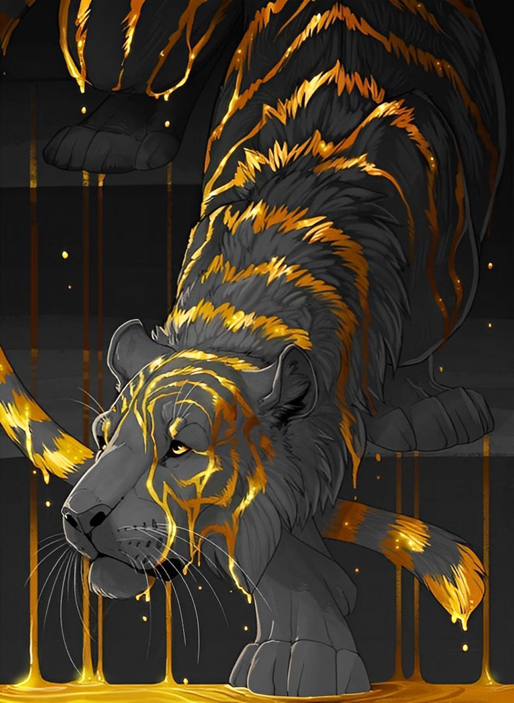 Een Goudgrijze Tijger Diamond Painting