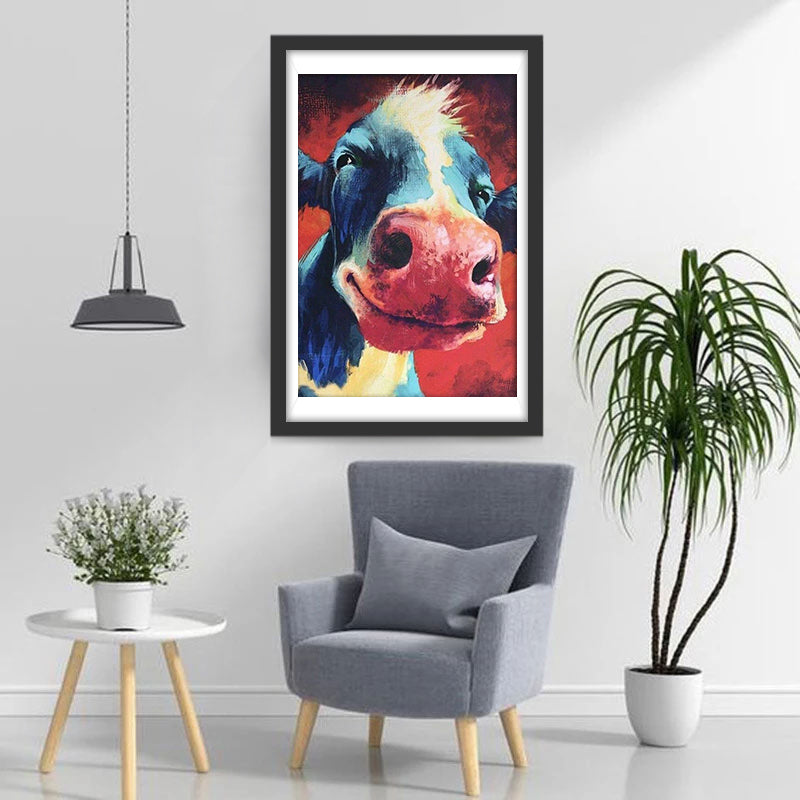 Een Grappige Koe Diamond Painting