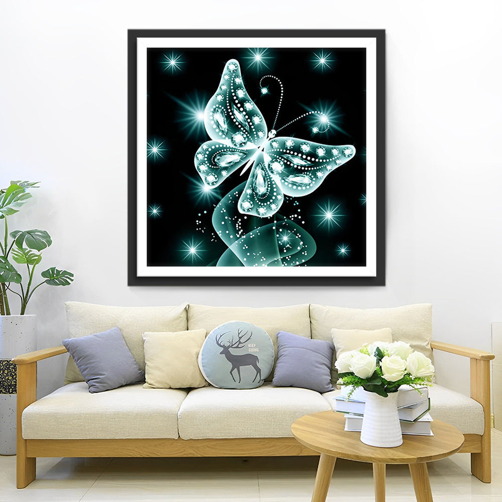 Een Groene, Heldere Vlinder Diamond Painting