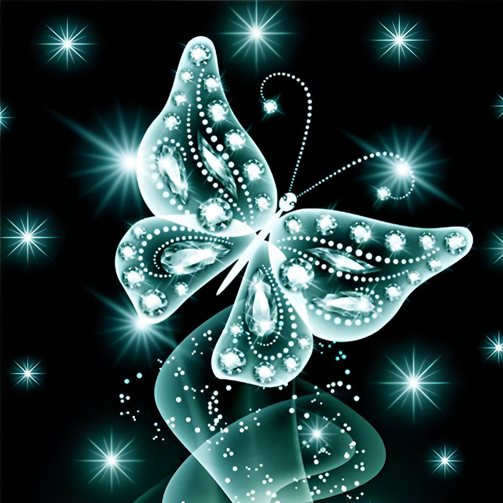 Een Groene, Heldere Vlinder Diamond Painting