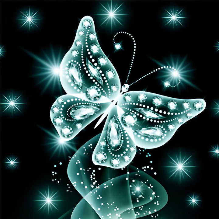 Een Groene, Heldere Vlinder Diamond Painting