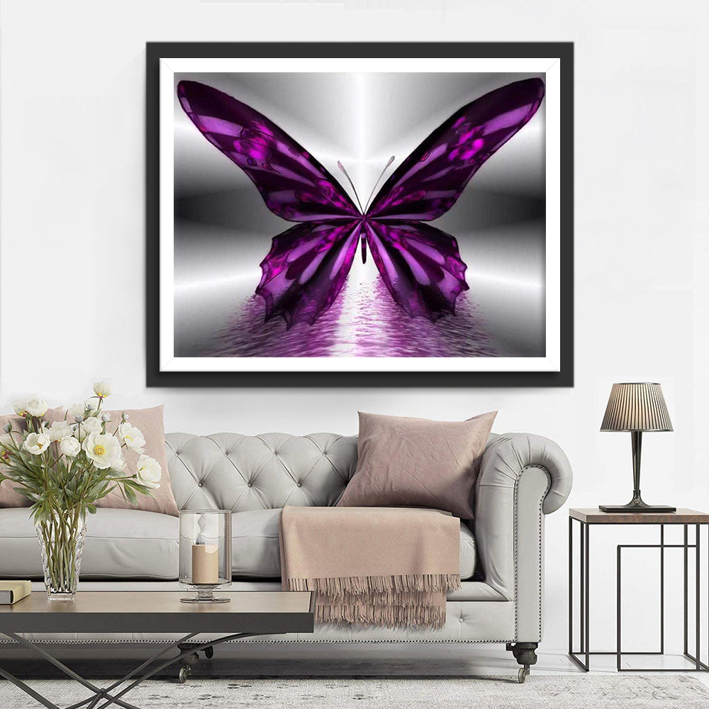 Een Grote Paarszwarte Vlinder Diamond Painting