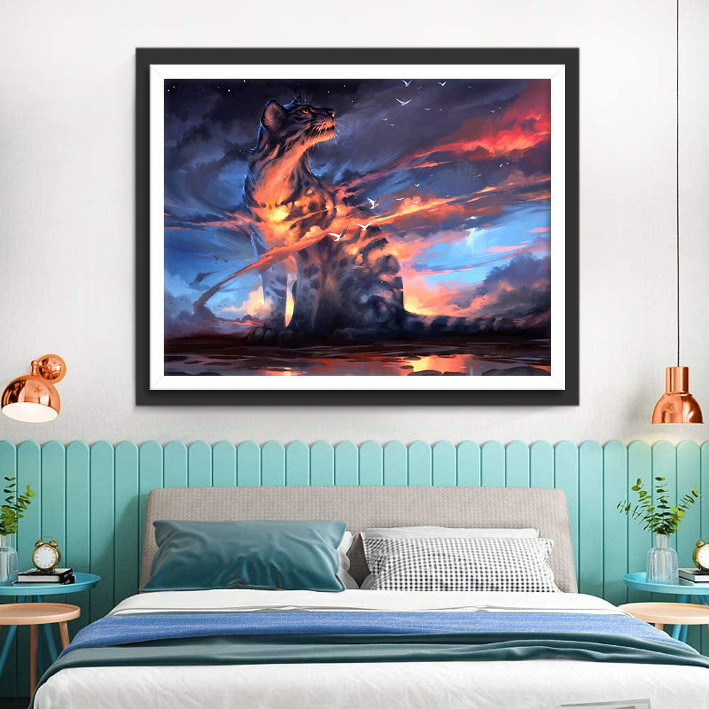 Een Grote Tijger in de Wolken Diamond Painting