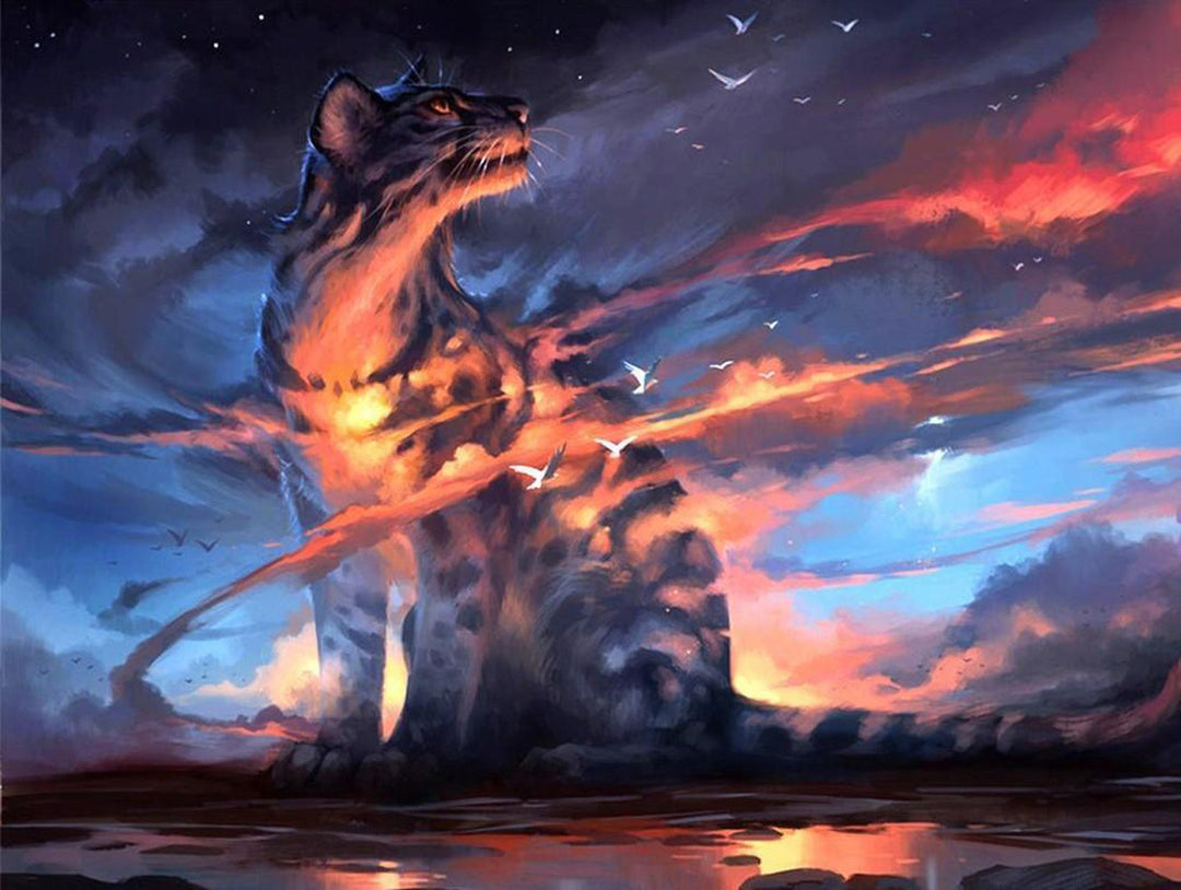 Een Grote Tijger in de Wolken Diamond Painting