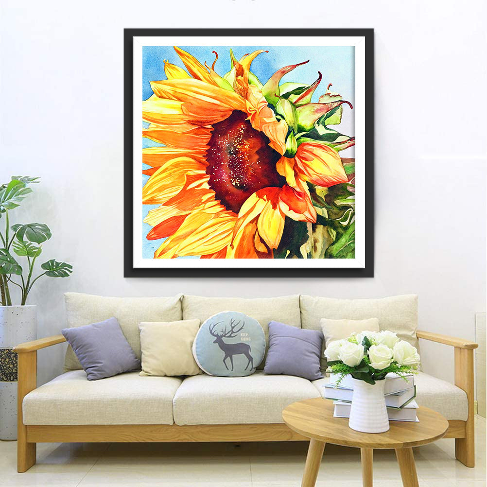 Een Grote Zonnebloem Diamond Painting