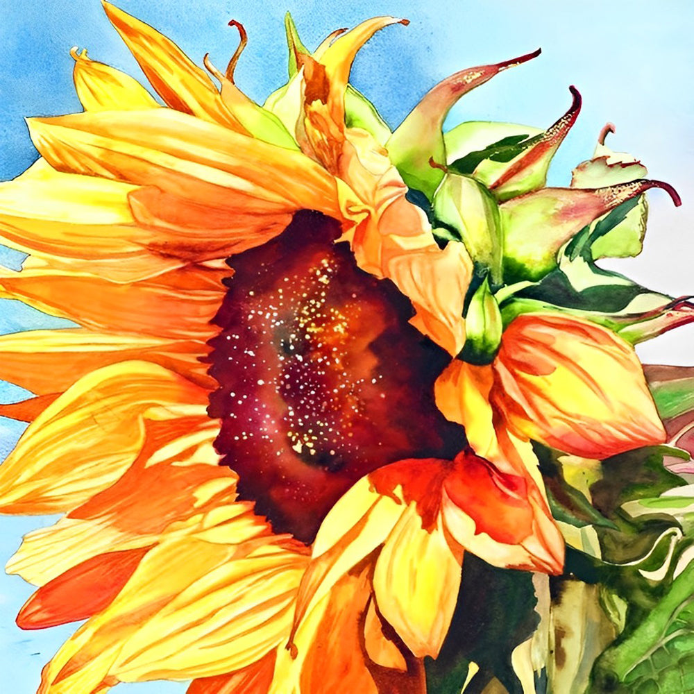 Een Grote Zonnebloem Diamond Painting
