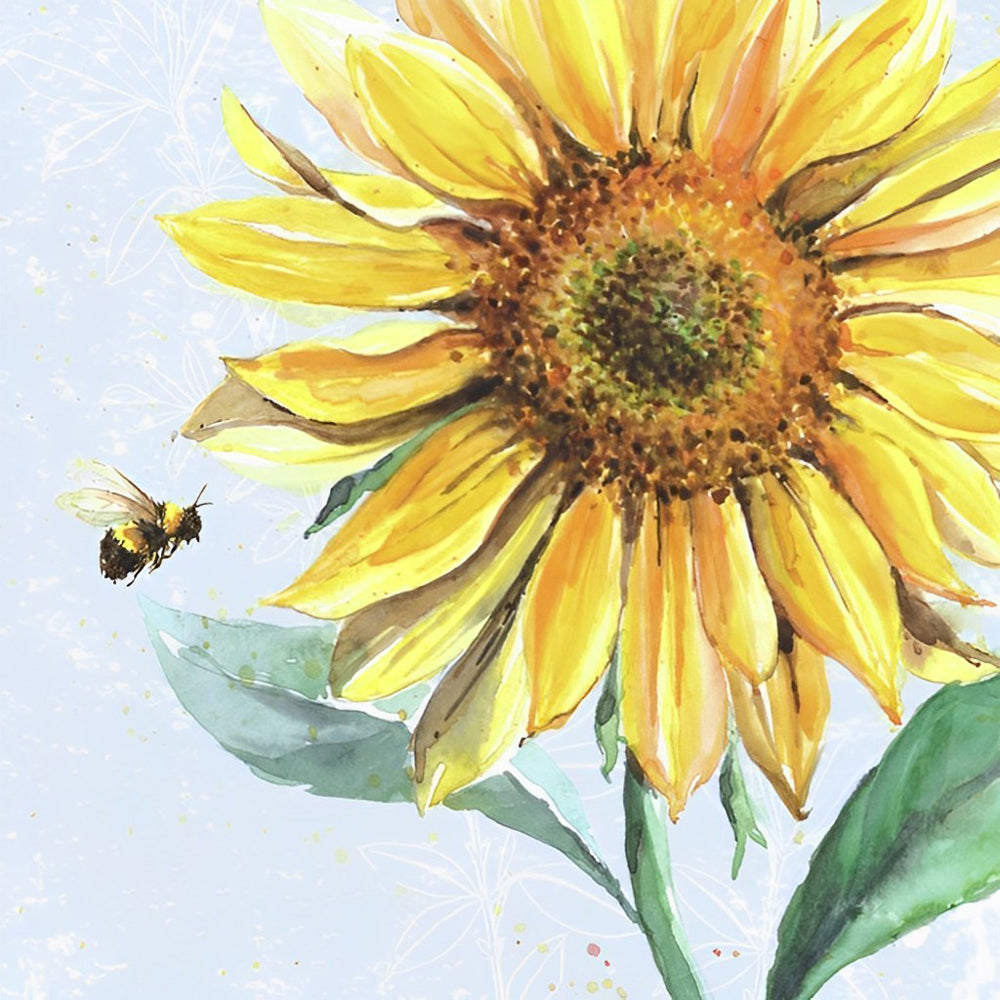 Een Grote Zonnebloem en een Bij Diamond Painting