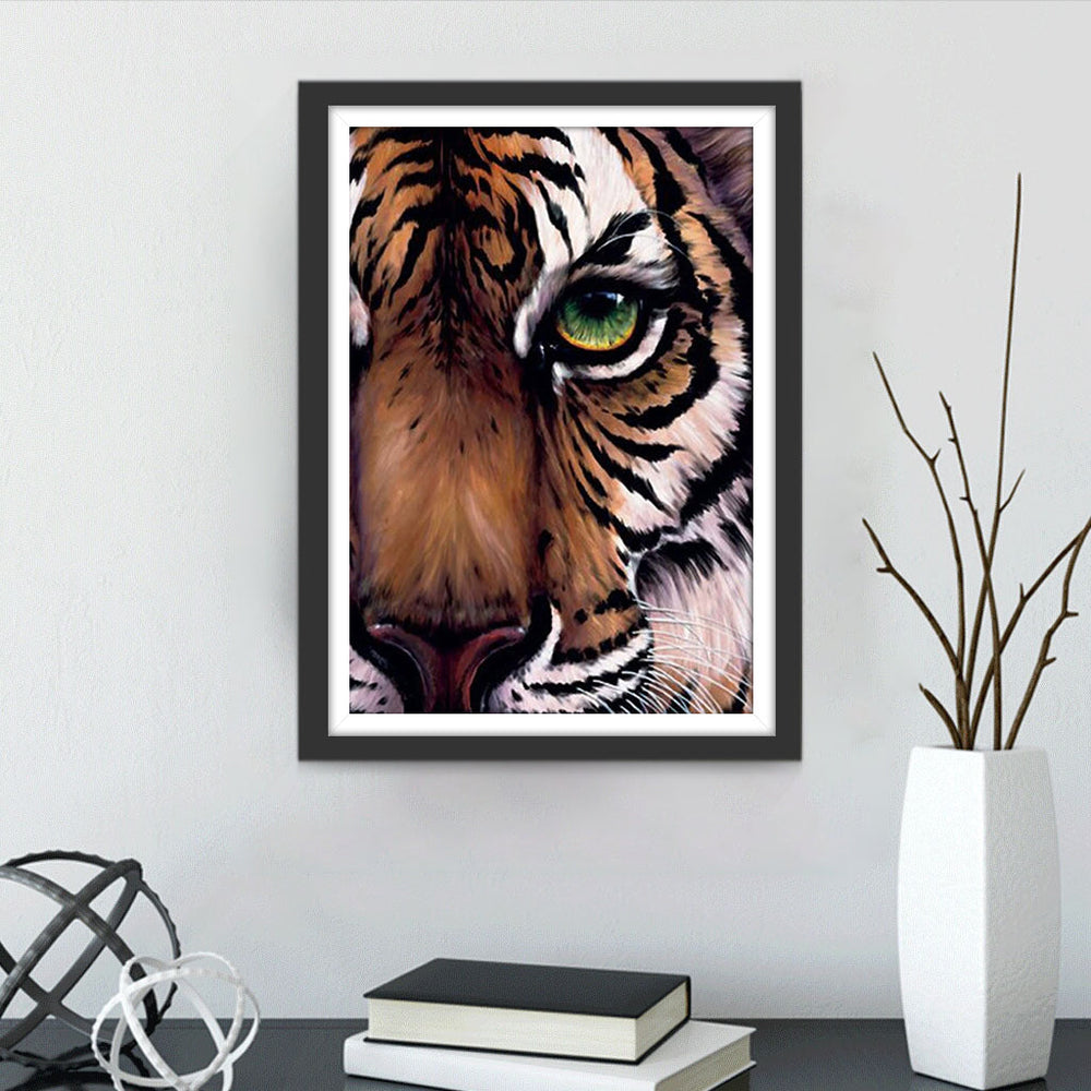 Een Half Tijgergezicht Diamond Painting