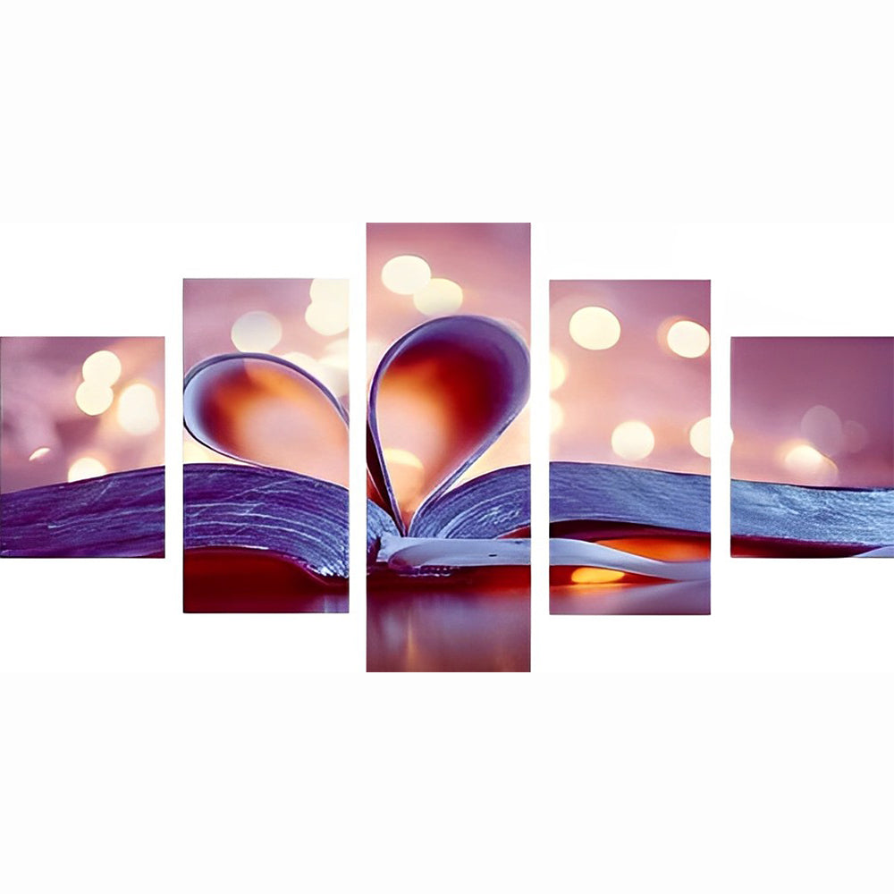 Een Hartvormig Boek in Lichtvlekken 5 Platen Diamond Painting