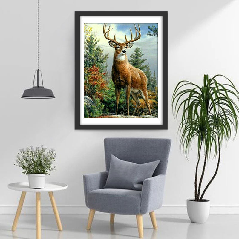 Een Hert in het Bos Diamond Painting