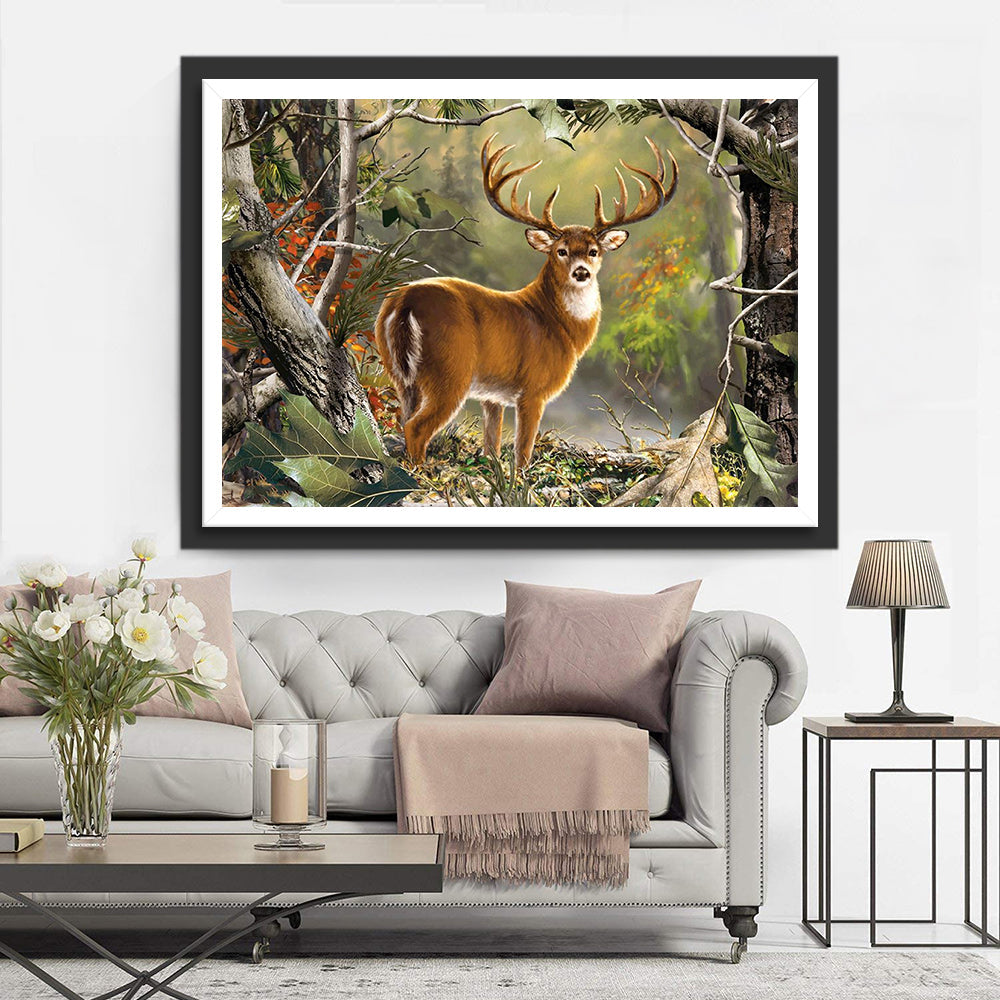 Een Hert in het Bos Diamond Painting