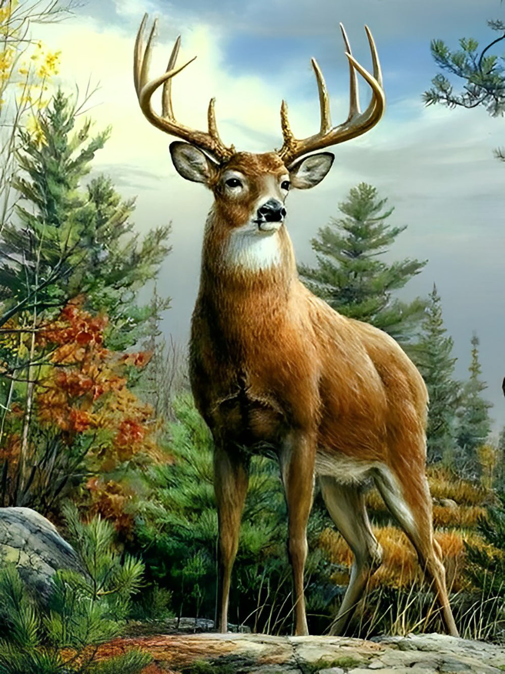Een Hert in het Bos Diamond Painting