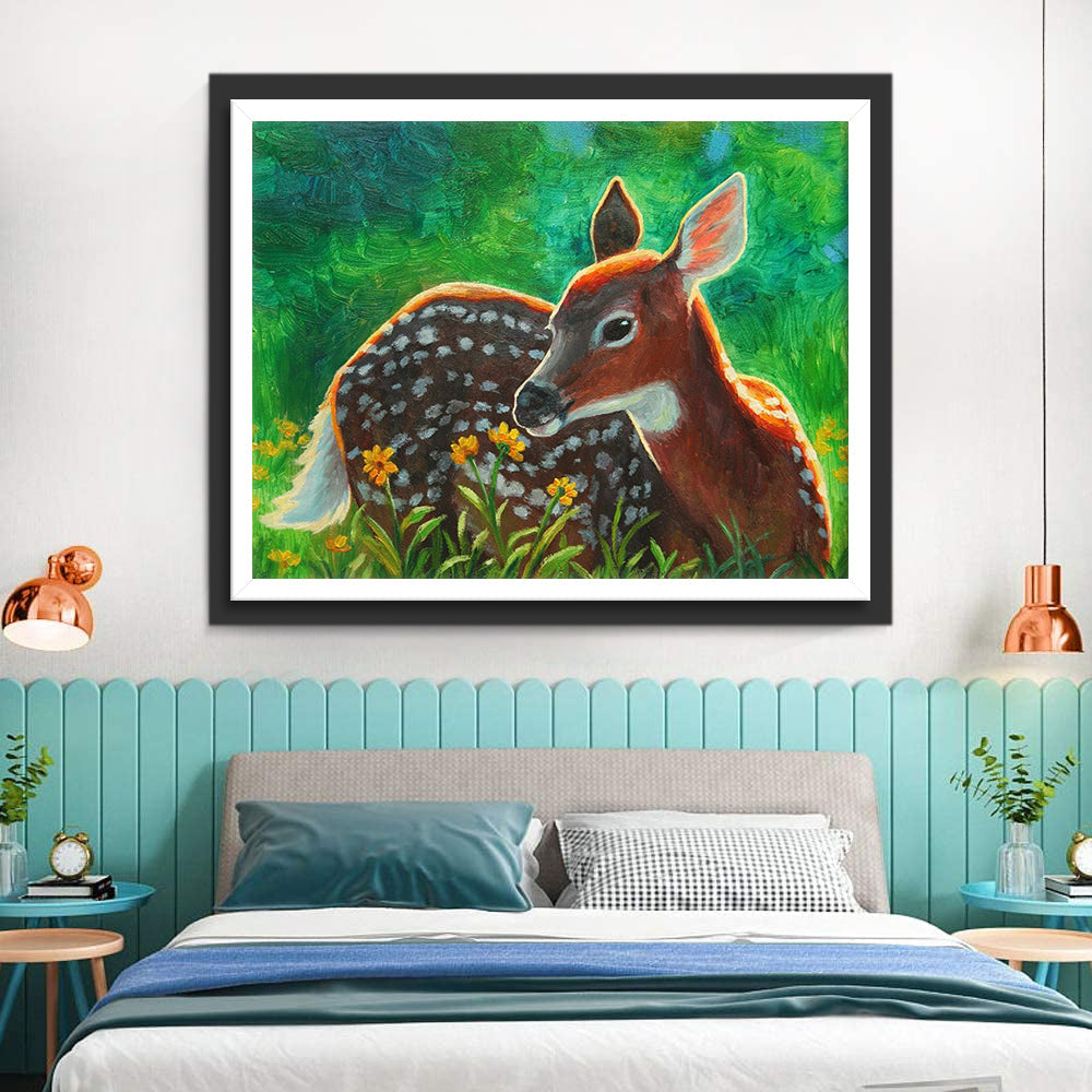 Een Hert in het Gras Diamond Painting