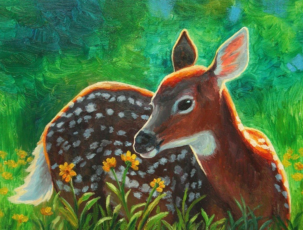 Een Hert in het Gras Diamond Painting