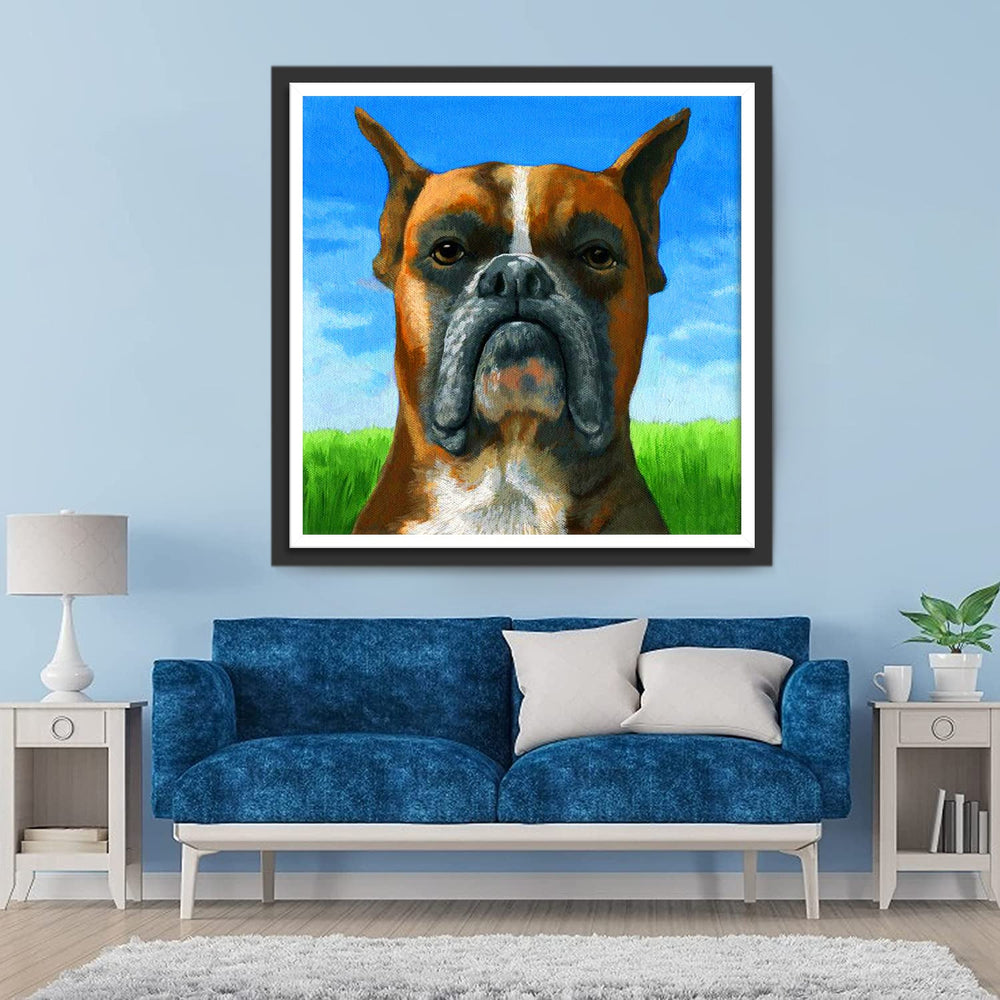 Een Hond met zijn Kop omhoog Diamond Painting