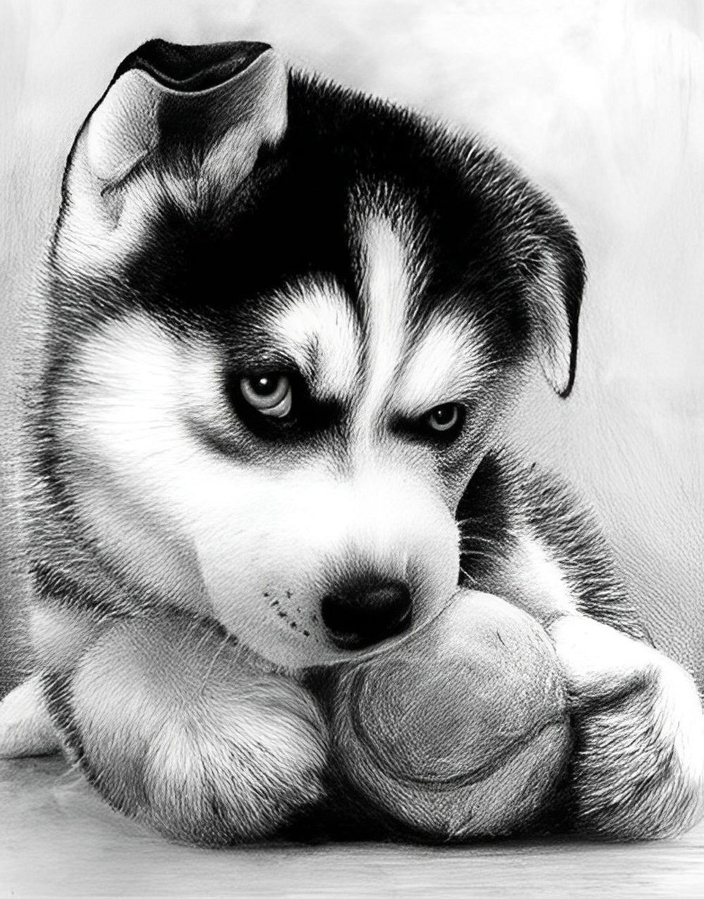 Een Husky Speelt Tennis Diamond Painting