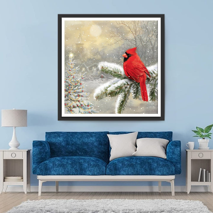 Een Kardinaal op een Ceder Diamond Painting