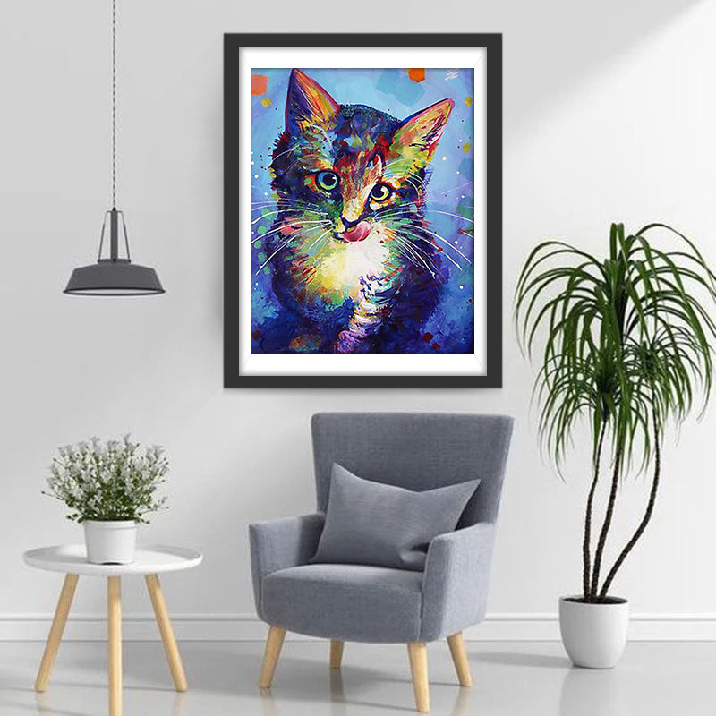 Een Kat die zijn Tong Likt Diamond Painting