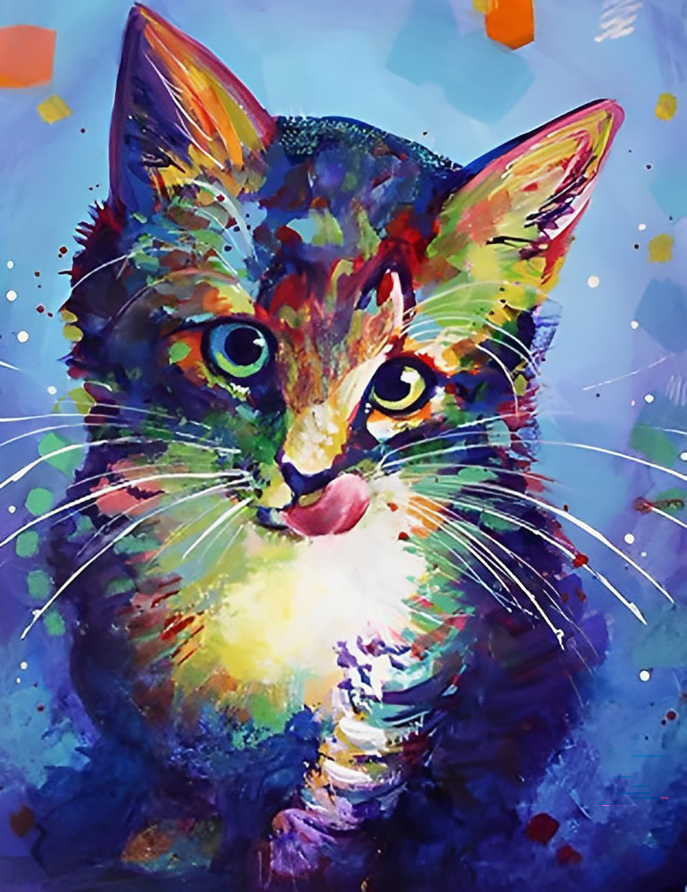 Een Kat die zijn Tong Likt Diamond Painting