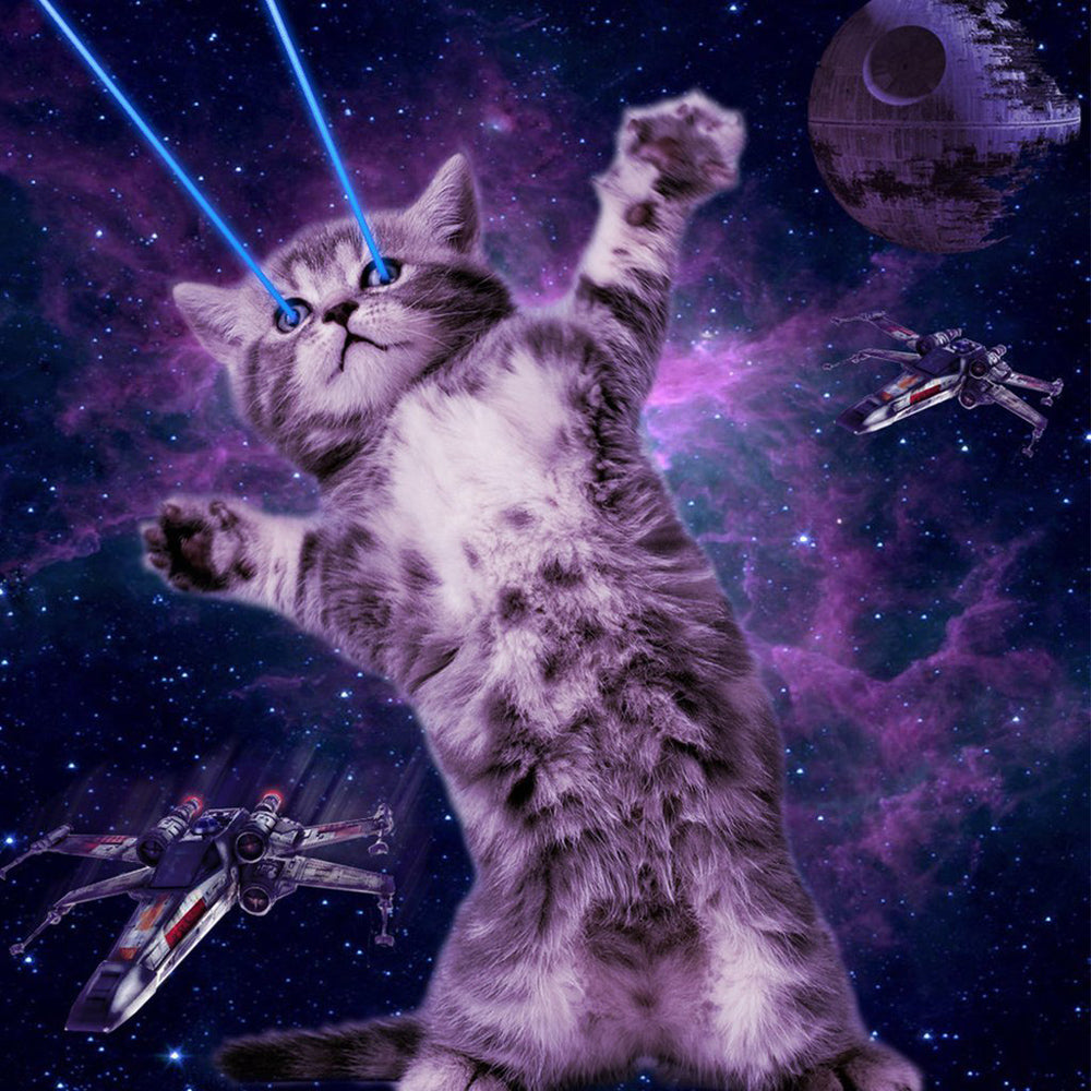 Een Kat met Blauw Licht uit zijn Ogen Diamond Painting