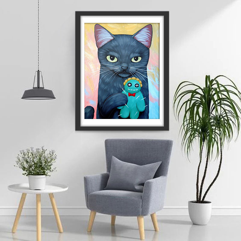 Een Kat met een Kwaadaardige Pop Diamond Painting