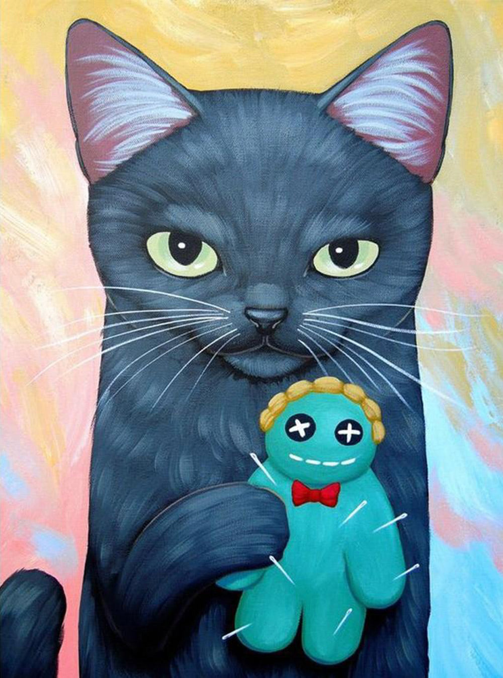 Een Kat met een Kwaadaardige Pop Diamond Painting