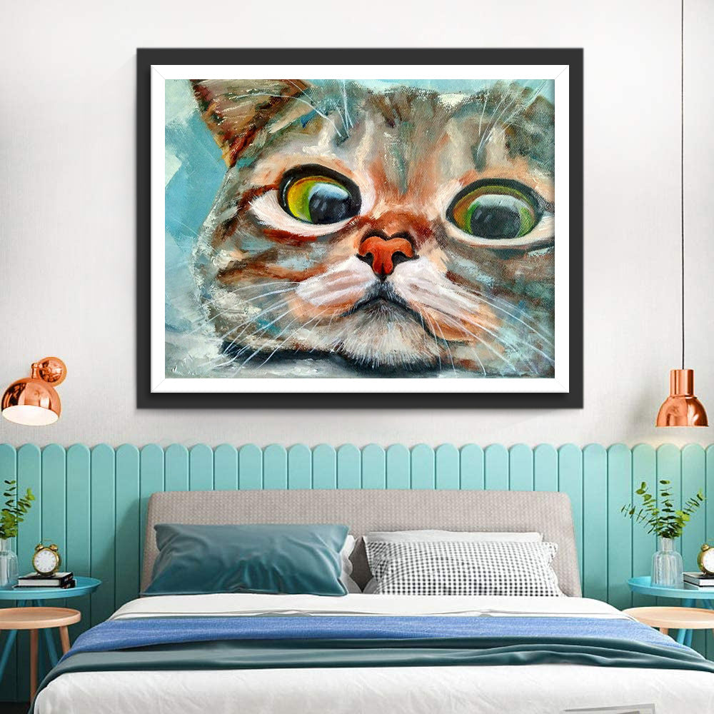 Een Kat met Grote Ogen Diamond Painting