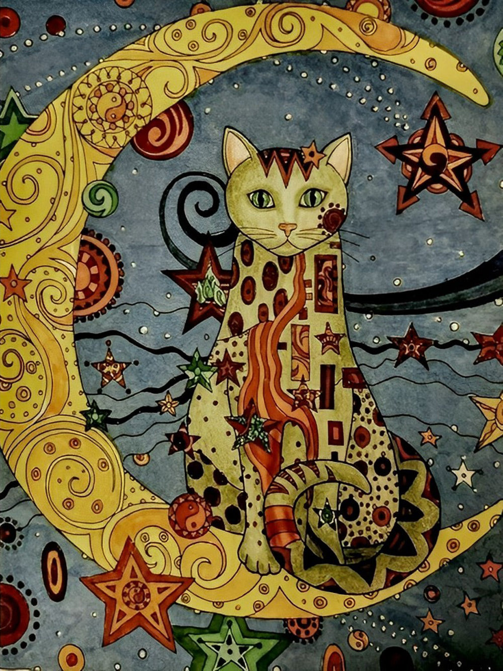 Een Kat op de Maan Diamond Painting