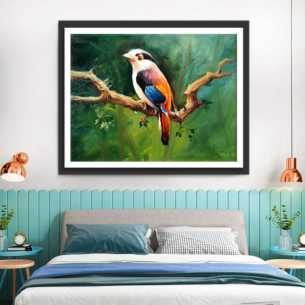 Een Klein Vogeltje op een Tak Diamond Painting