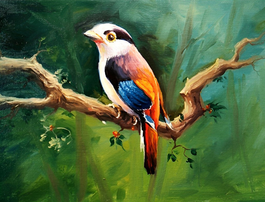 Een Klein Vogeltje op een Tak Diamond Painting