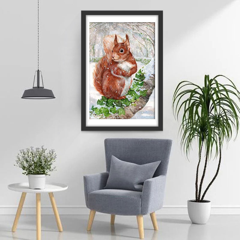 Een Kleine Eekhoorn op een Boom Diamond Painting