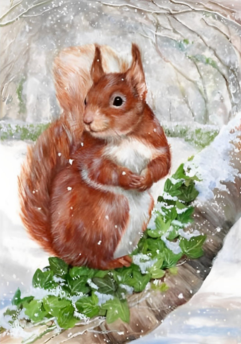 Een Kleine Eekhoorn op een Boom Diamond Painting