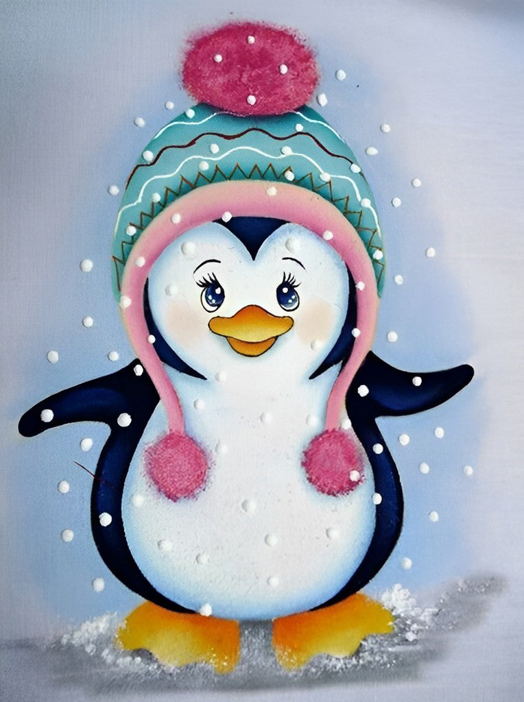 Een Kleine Pinguïn met een Wollen Muts Diamond Painting