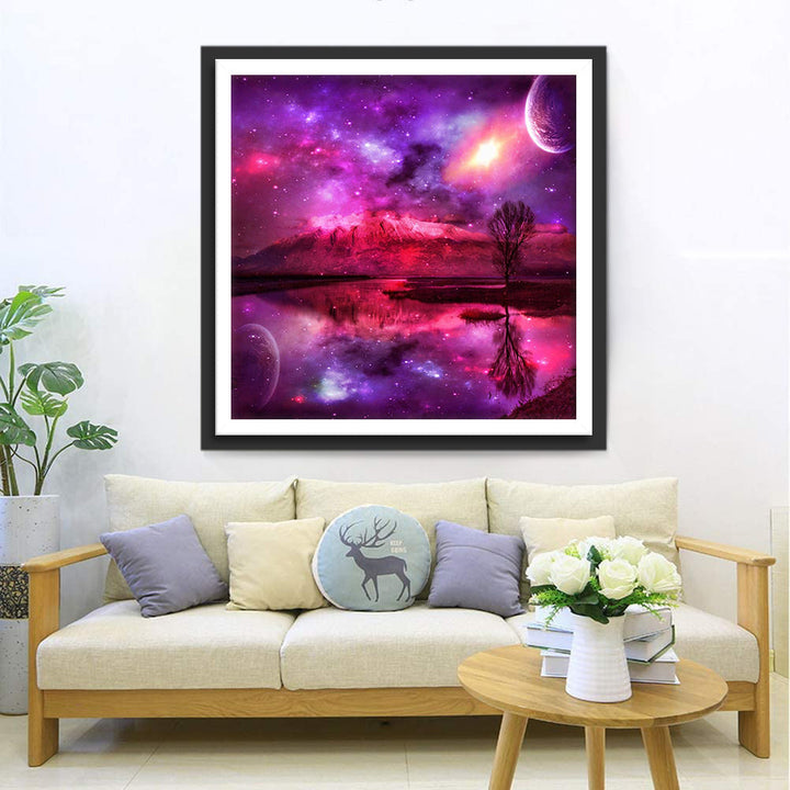 Een Kleurexplosie van het Kosmische Purper en Roze Diamond Painting