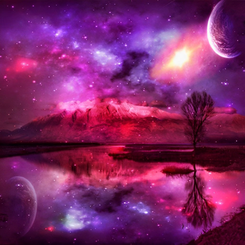 Een Kleurexplosie van het Kosmische Purper en Roze Diamond Painting