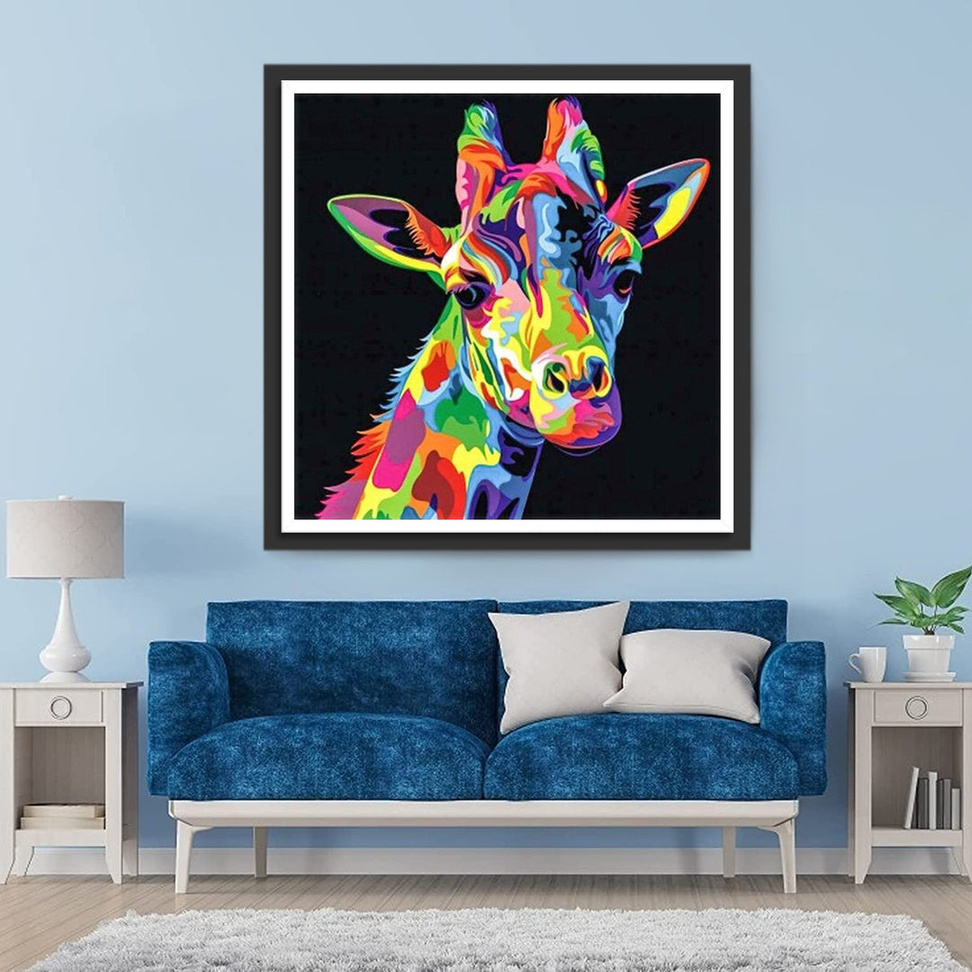 Een Kleurrijk Hert tegen een Zwarte Achtergrond Diamond Painting