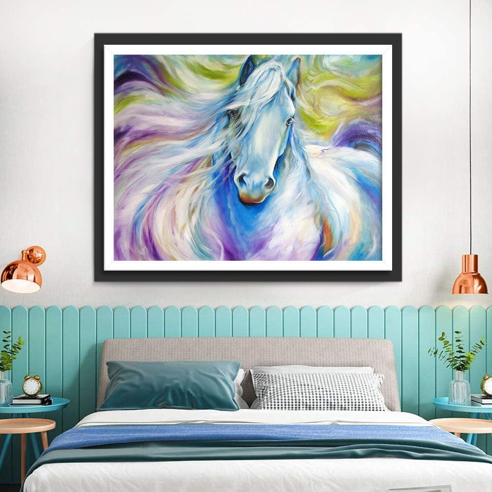 Een Kleurrijk Langharig Paard Diamond Painting