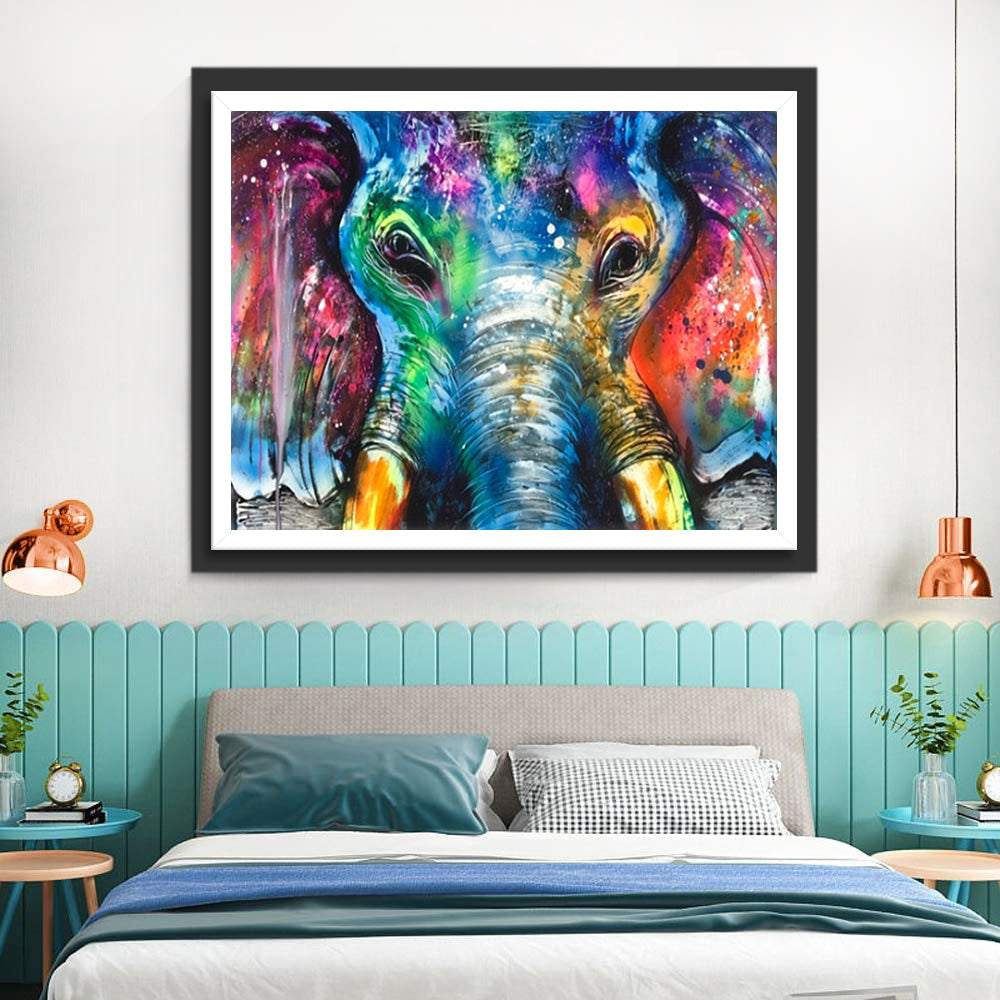 Een Kleurrijk Olifantenhoofd Diamond Painting